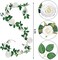 4Pcs(26 FT) Artificial Rose Vine Fake Flower Garland Fake Silk Rose Hanging Vine for Wedding Party Background Arch Garden Background Decoration (White)